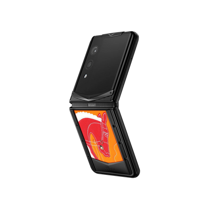 VERTU QUANTUM FLIP PHONE THE 2026 CHINESE ZODIAC EDITION TRICOLOUR CALFSKIN, rear panel and screen, calf leather