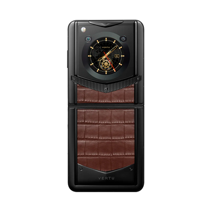 VERTU IRONFLIP PHONE AMBER BROWN ALLIGATOR SKIN