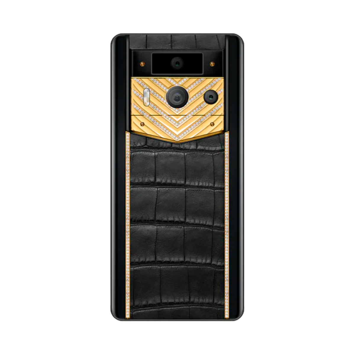 VERTU METAVERTU 2 PHONE WEB3 AI BLACK ALLIGATOR SKIN (GOLD WITH DIAMONDS)