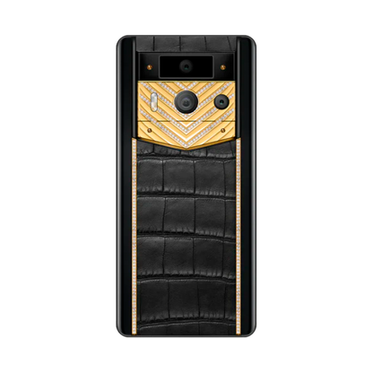 VERTU METAVERTU 2 PHONE WEB3 AI BLACK ALLIGATOR SKIN (GOLD WITH DIAMONDS)