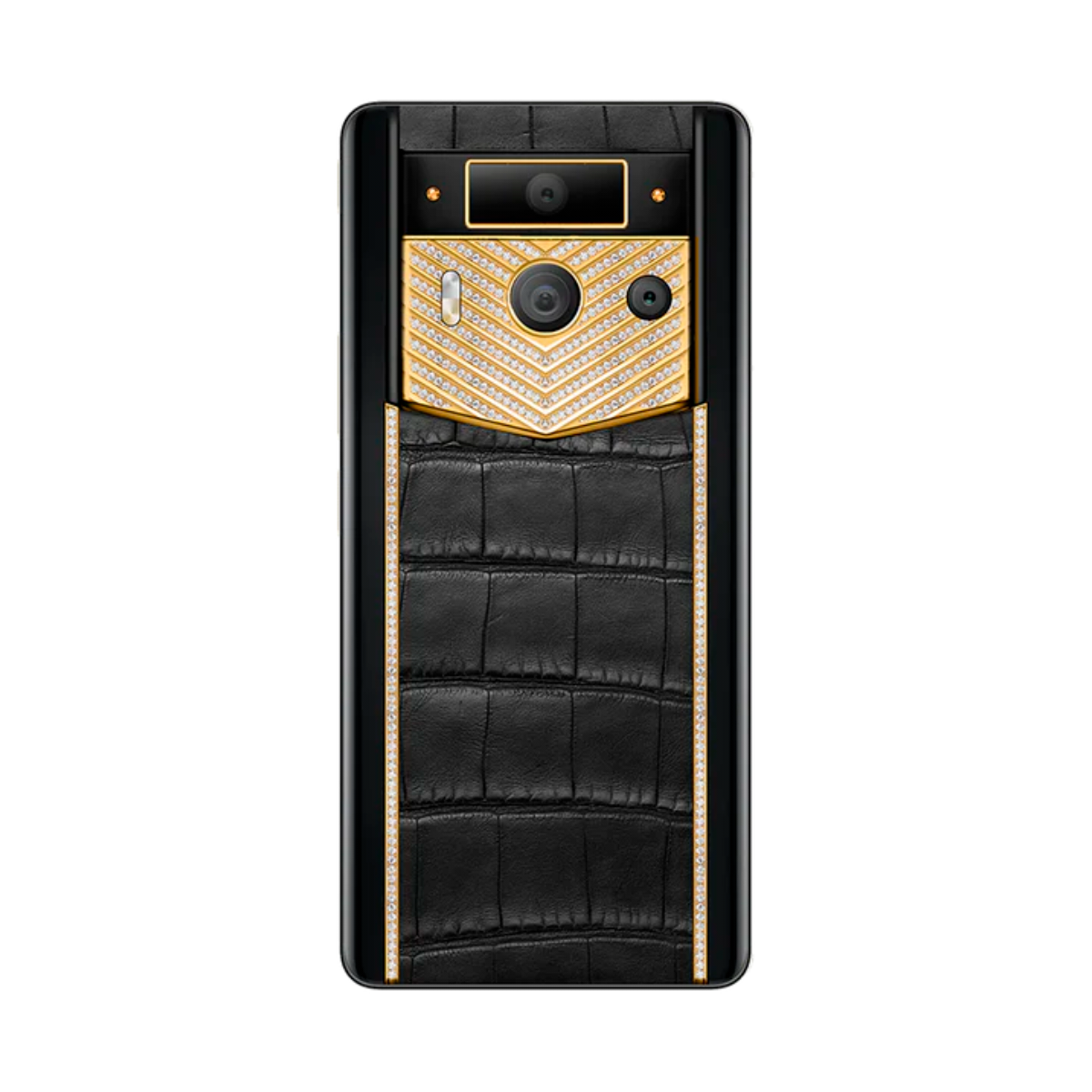 VERTU METAVERTU 2 PHONE WEB3 AI BLACK ALLIGATOR SKIN (GOLD WITH DIAMONDS)