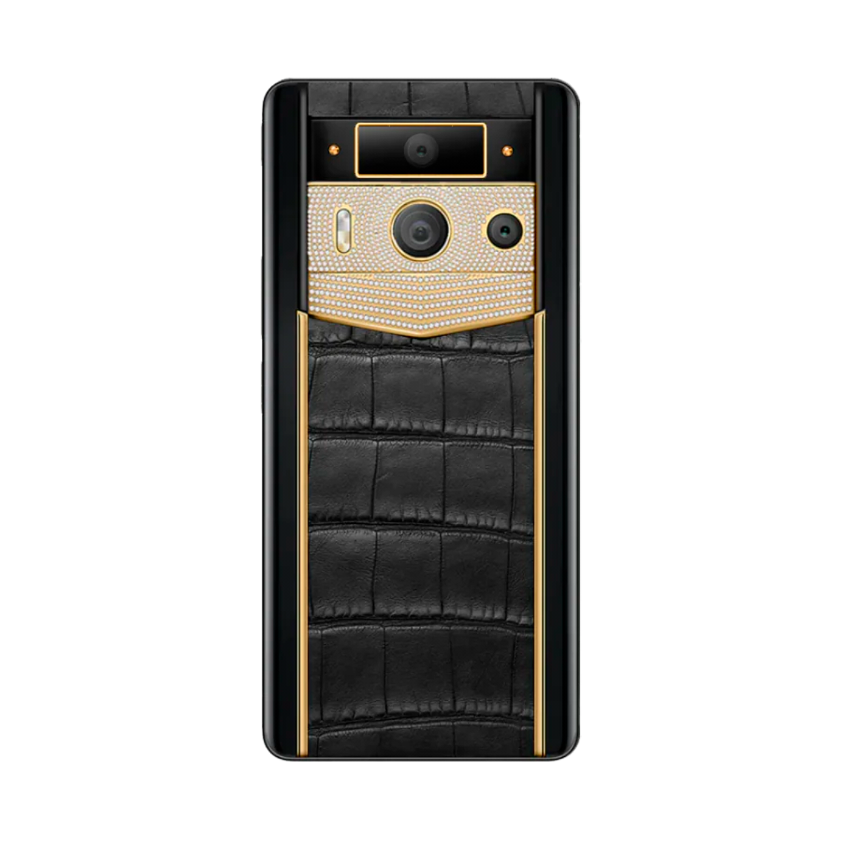 VERTU METAVERTU 2 PHONE WEB3 AI BLACK ALLIGATOR SKIN (GOLD WITH DIAMONDS)