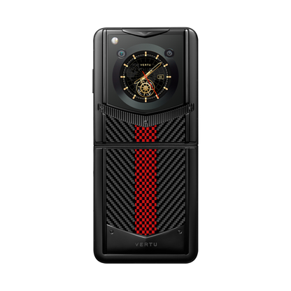 VERTU IRONFLIP PHONE CARBON TEXTURE AUSPICIOUS PHOENIX