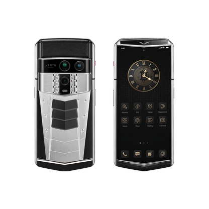 VERTU AGENT Q PHONE GT (LIMITED EDITION) SPACE SILVER CALFSKIN, seen from above, calf leather