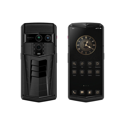 VERTU AGENT Q PHONE GT (LIMITED EDITION) BLACK CALFSKIN, calf leather case, three-quarter view