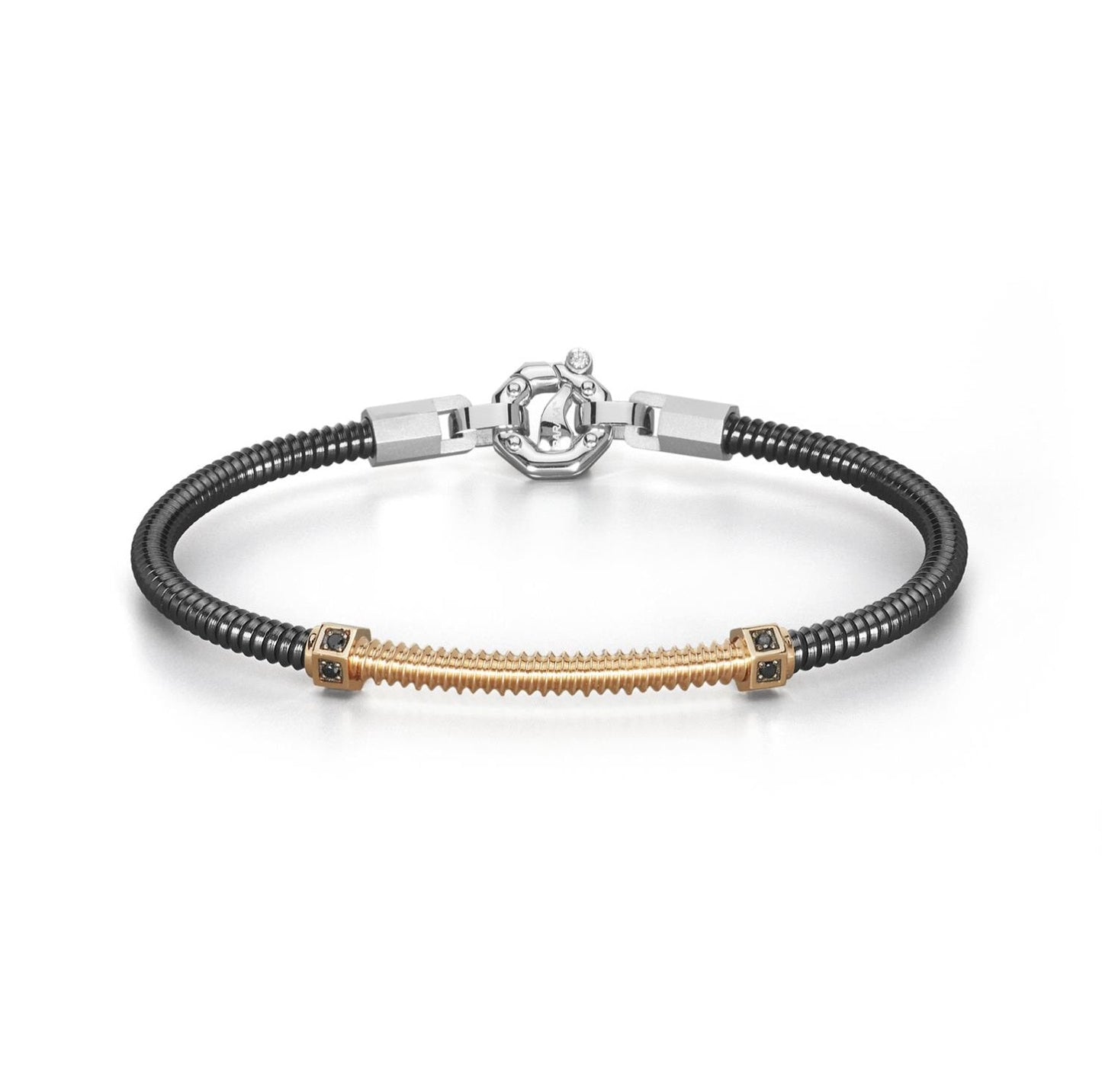 Baraka 316L Bracelet BR334101RODN-14, a men's bracelet in rose gold and stainless steel set with diamonds