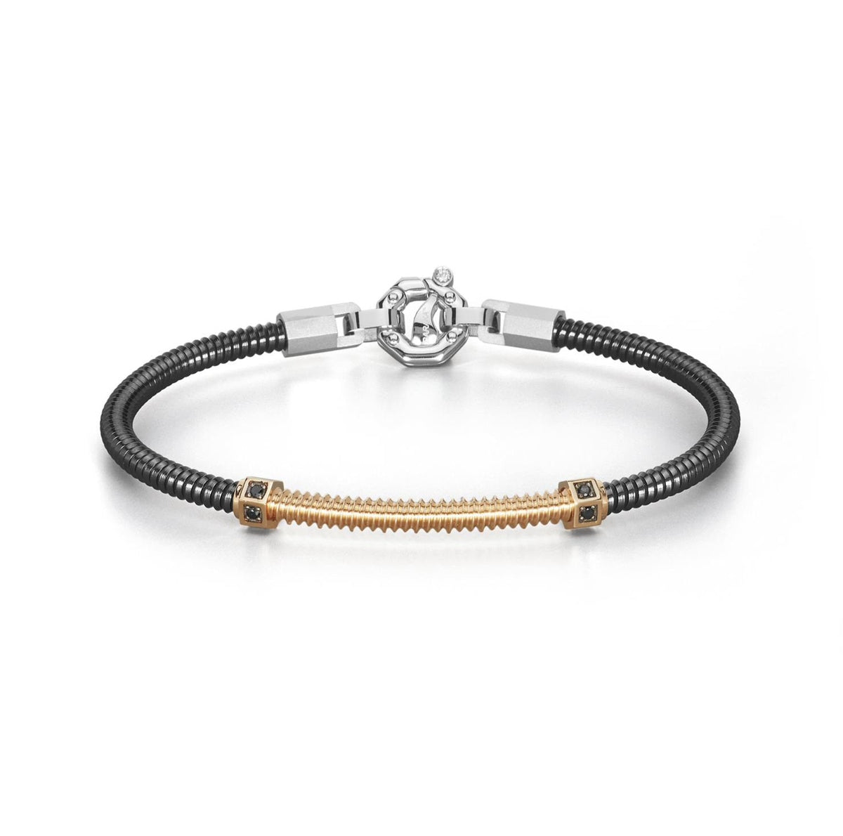 Baraka 316L Bracelet BR334101RODN-14, a men's bracelet in rose gold and stainless steel set with diamonds