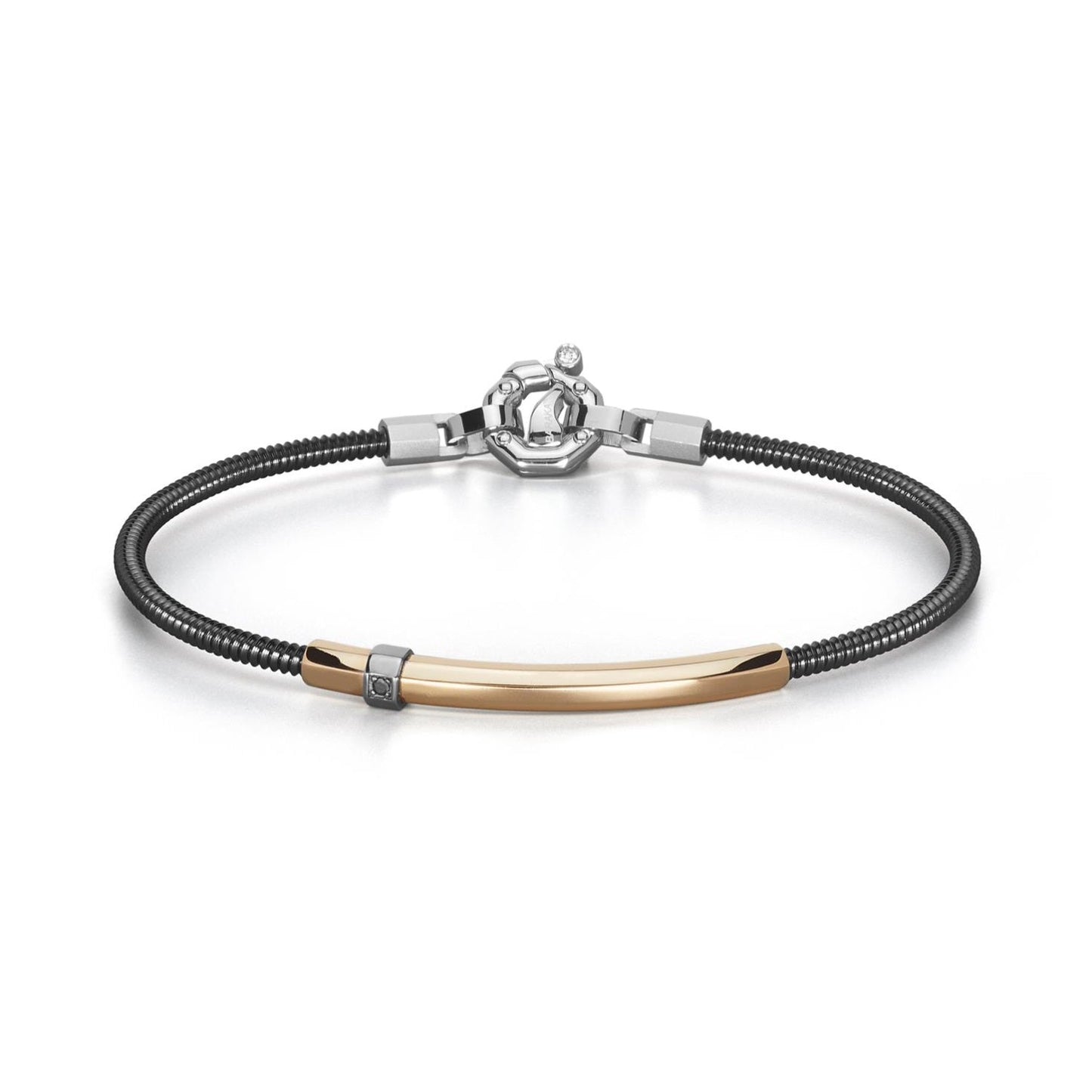 Baraka 316L Bracelet BR334001RODN-04, a men's bracelet in rose gold and stainless steel set with diamonds