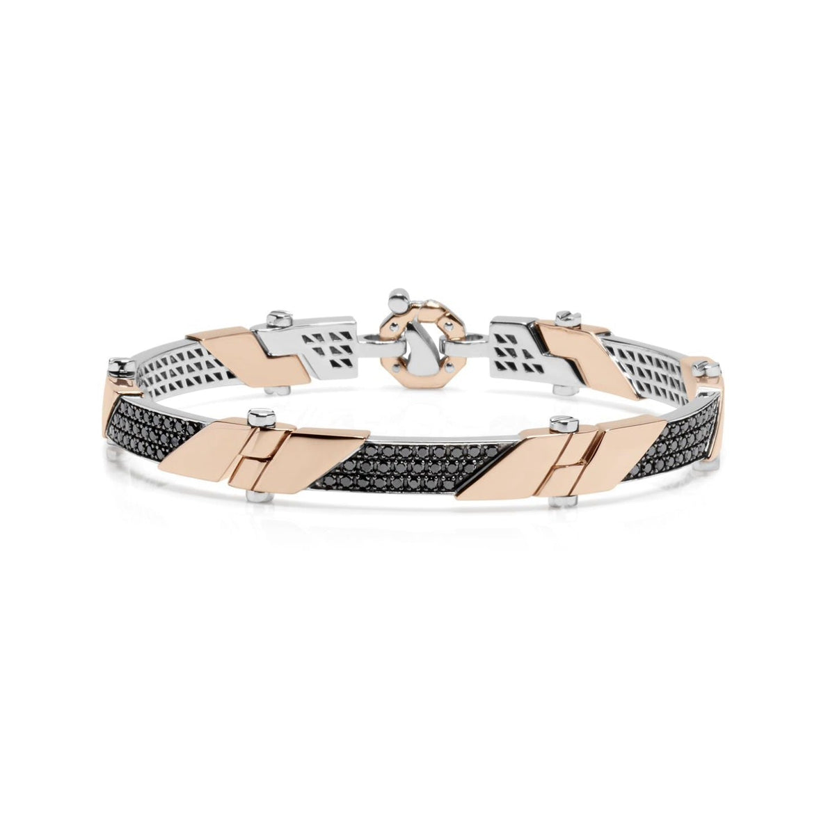 Baraka Logo Bracelet BR311011RODN-112, a men's bracelet in rose and white gold set with diamonds