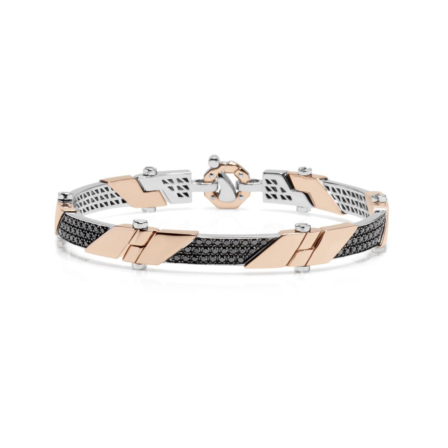 Baraka Logo Bracelet BR311011RODN-112, a men's bracelet in rose and white gold set with diamonds