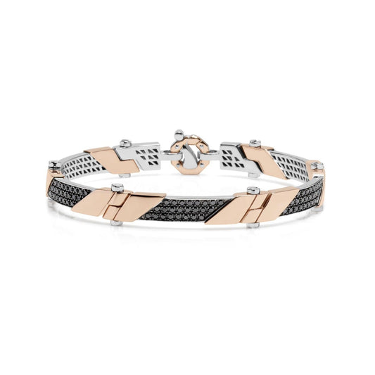 Baraka Logo Bracelet BR311011RODN-112, a men's bracelet in rose and white gold set with diamonds