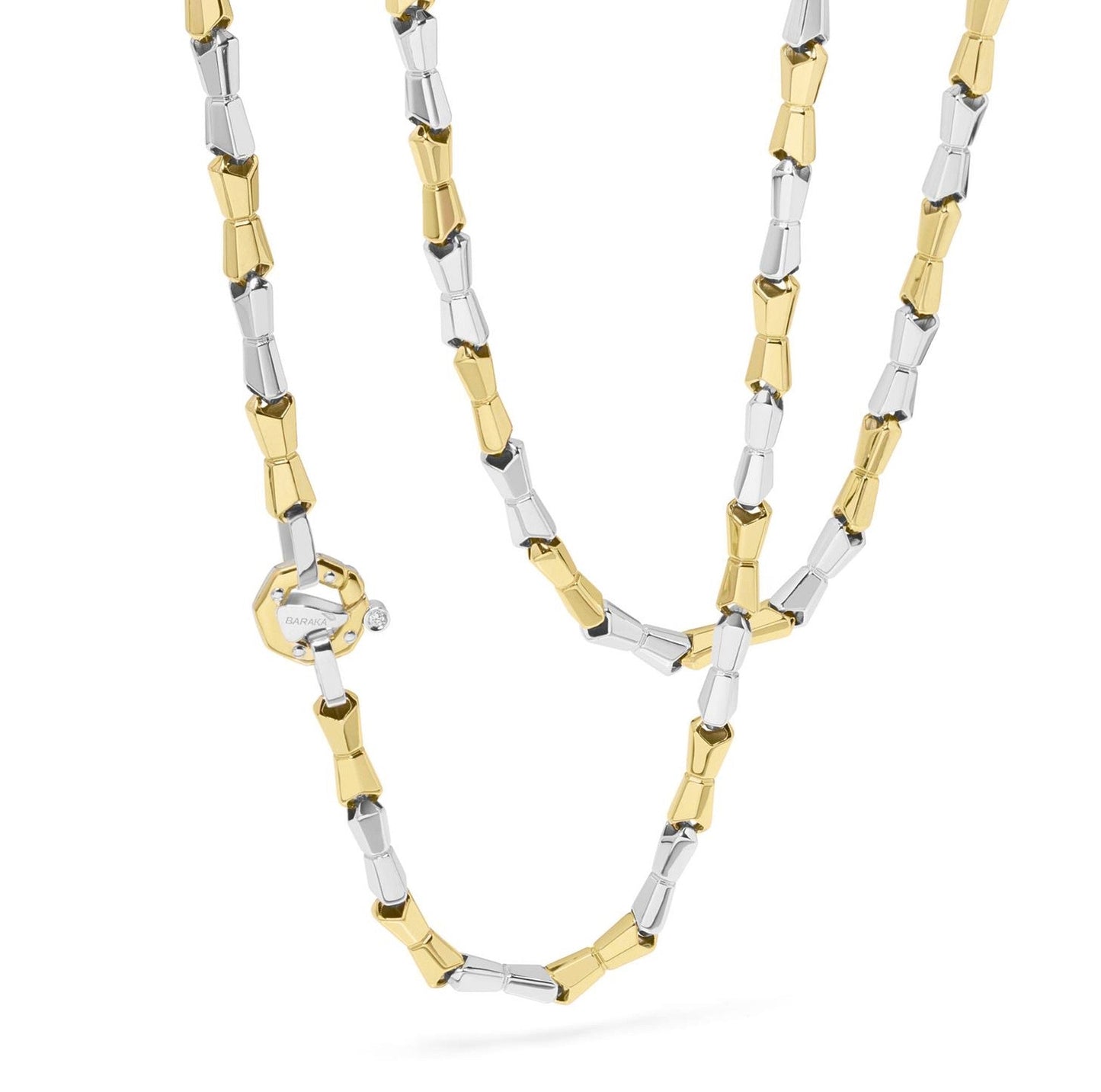 Baraka Nexus Chain GC301071GBLU-02, a men's chain in white and yellow gold set with diamonds