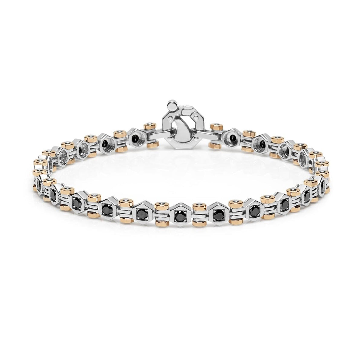 Baraka Tecnodiamonds Bracelet BR301001BRDN, a men's bracelet in rose and white gold set with diamonds