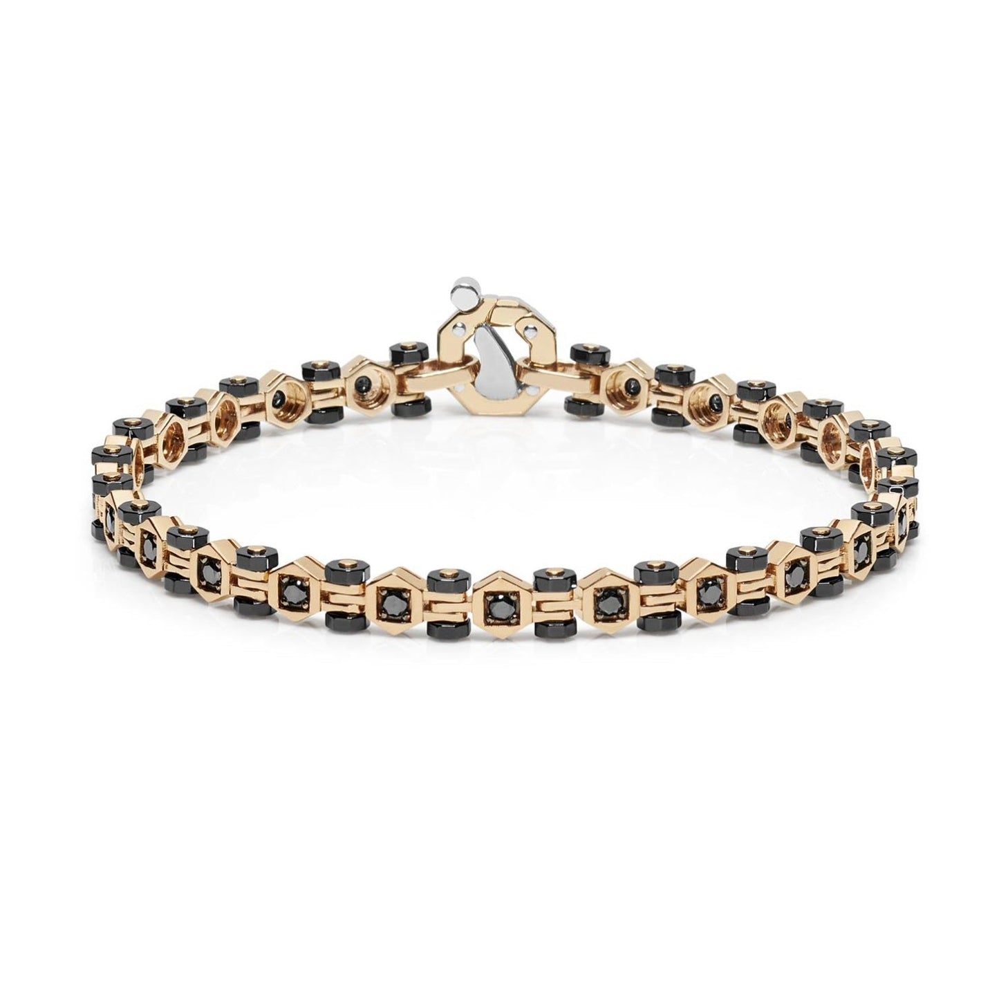 Baraka Tecnodiamonds Bracelet BR301001ROCN, a men's bracelet in rose gold and black ceramic set with diamonds