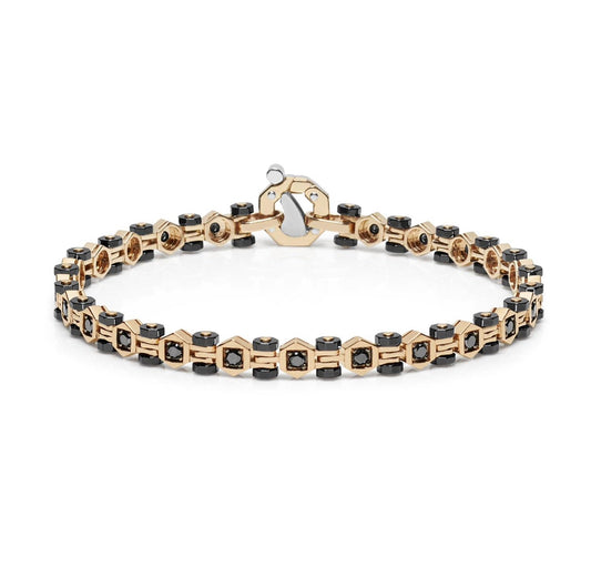 Baraka Tecnodiamonds Bracelet BR301001ROCN, a men's bracelet in rose gold and black ceramic set with diamonds
