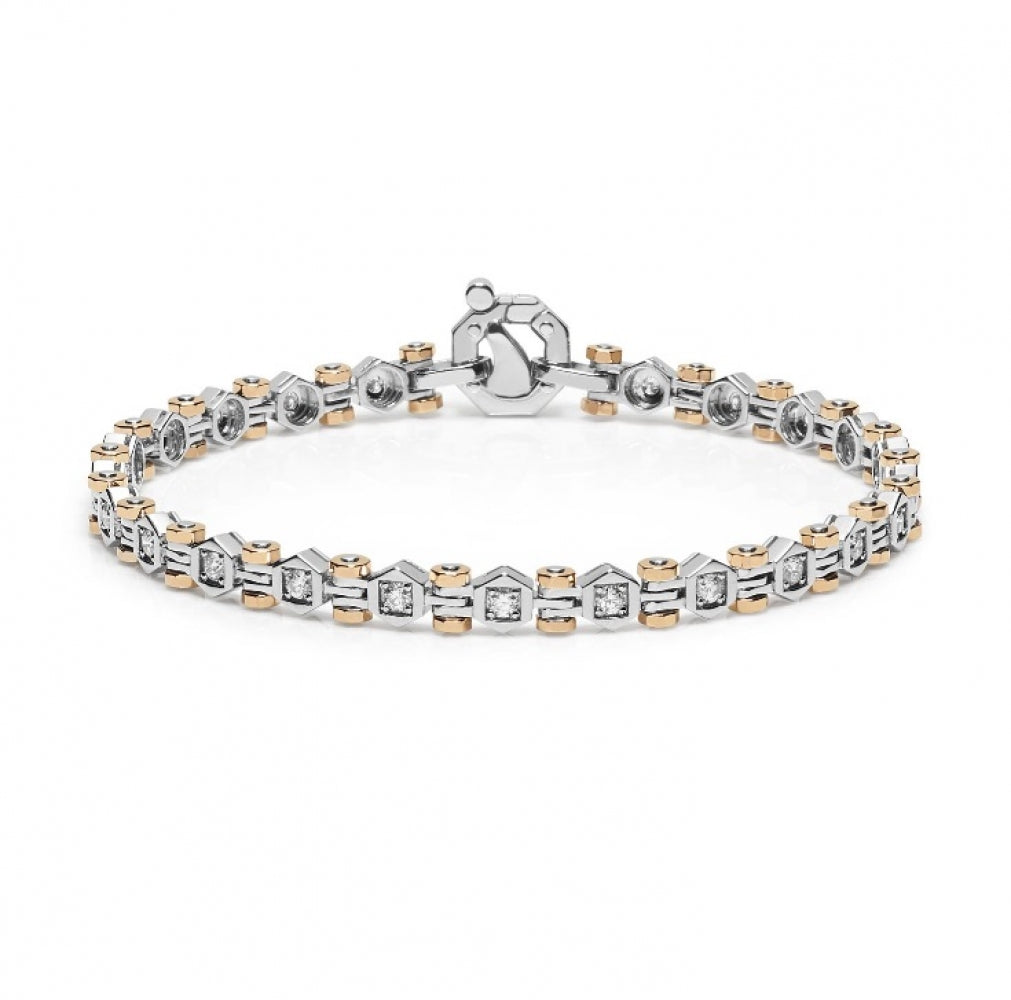 Baraka Tecnodiamonds Bracelet BR301011BRDB, a men's bracelet in rose and white gold set with diamonds