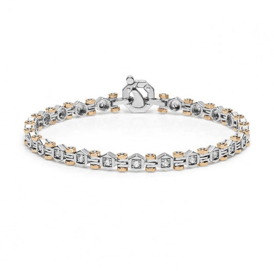 Baraka Tecnodiamonds Bracelet BR301011BRDB, a men's bracelet in rose and white gold set with diamonds