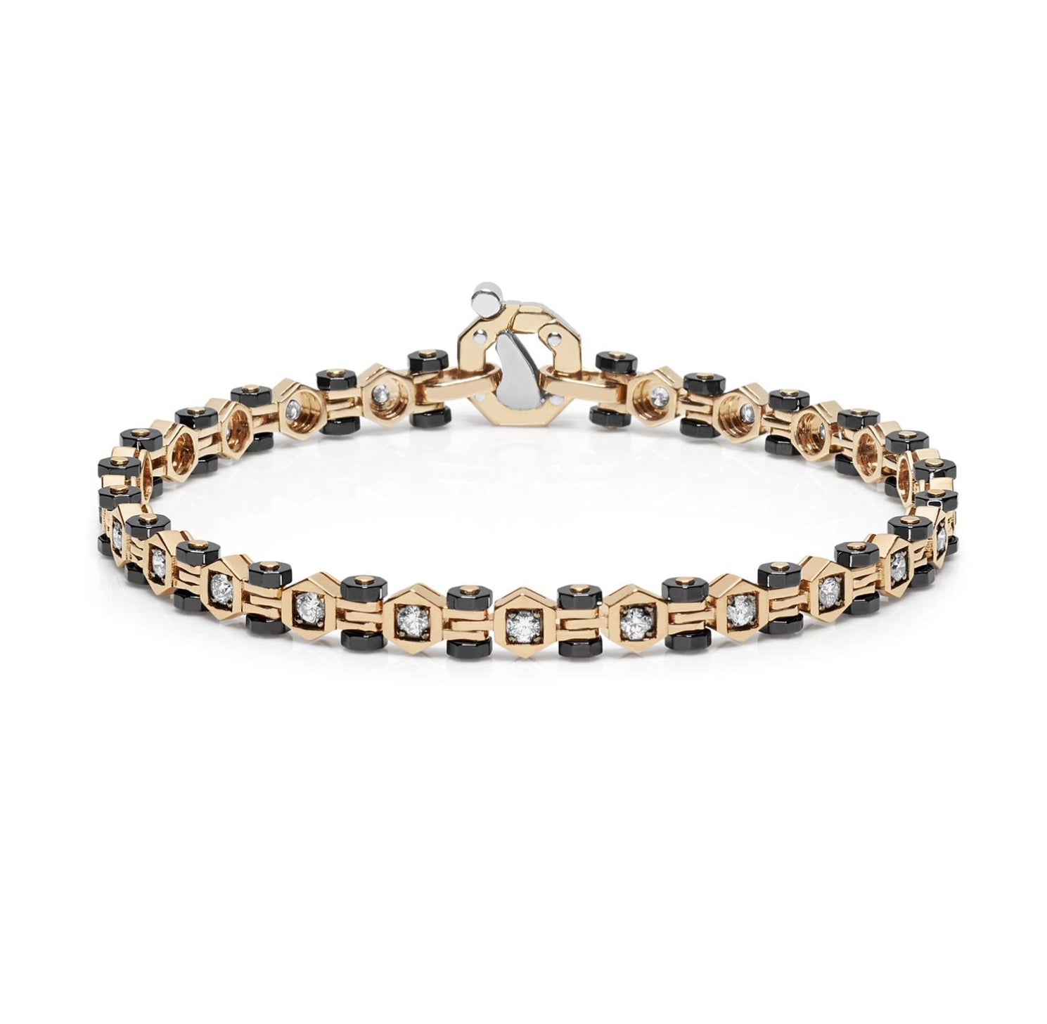 Baraka Tecnodiamonds Bracelet BR301011ROCN, a men's bracelet in rose gold and black ceramic set with diamonds