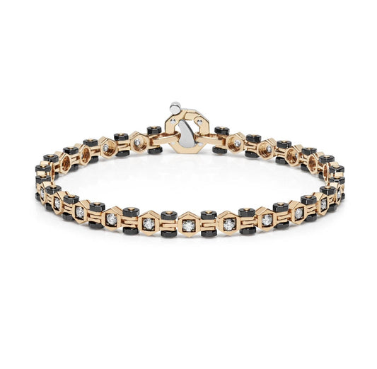 Baraka Tecnodiamonds Bracelet BR301011ROCN, a men's bracelet in rose gold and black ceramic set with diamonds