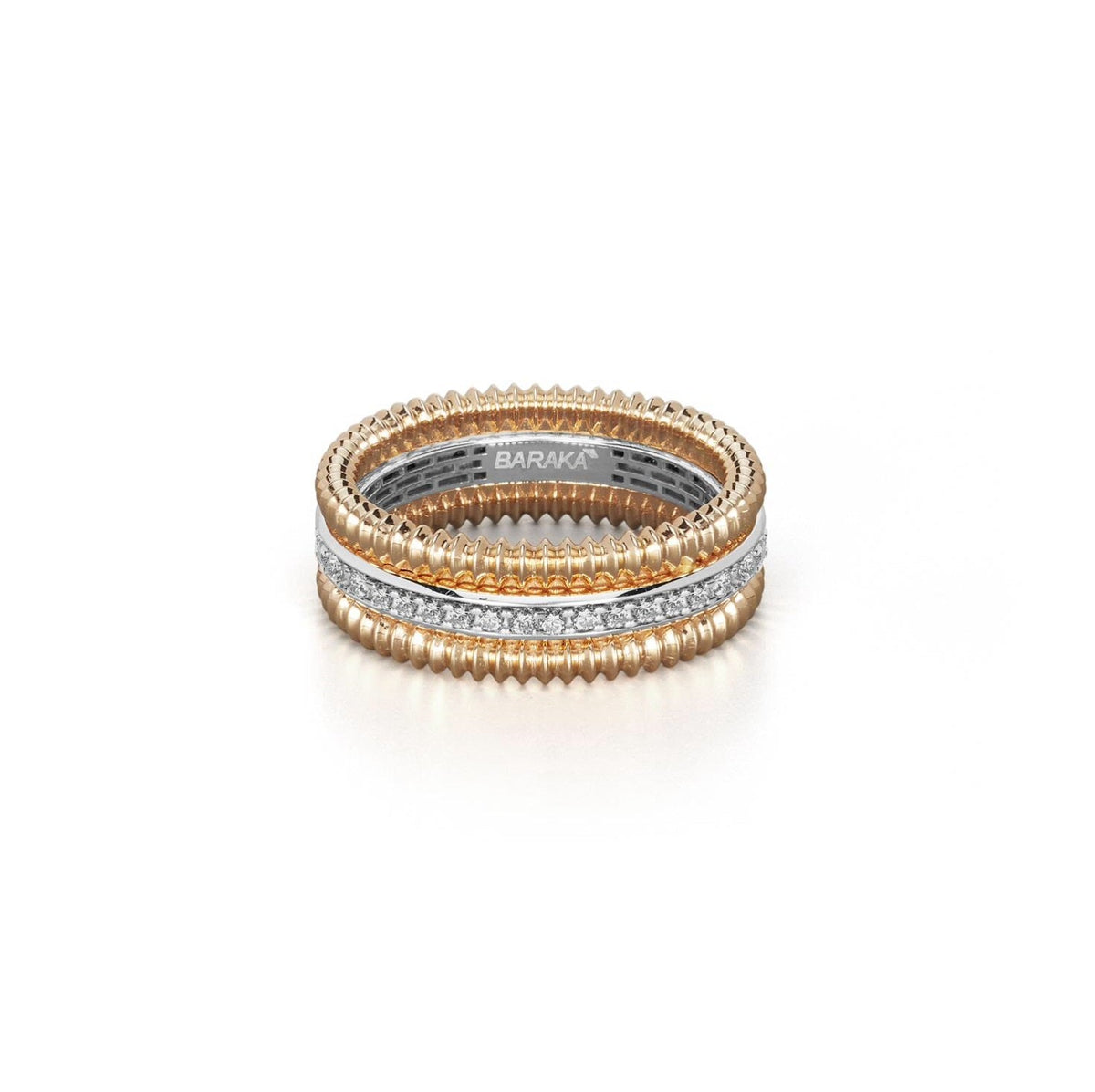 Baraka Diamonds Ring AN334201RBDB, a men's ring in rose and white gold set with diamonds