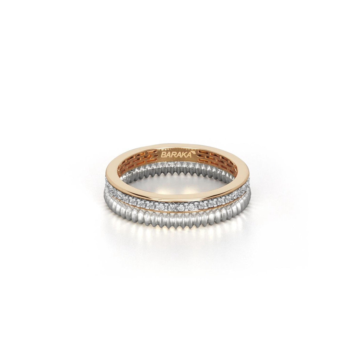 Baraka Diamonds Ring AN334301BRDB, a men's ring in rose and white gold set with diamonds