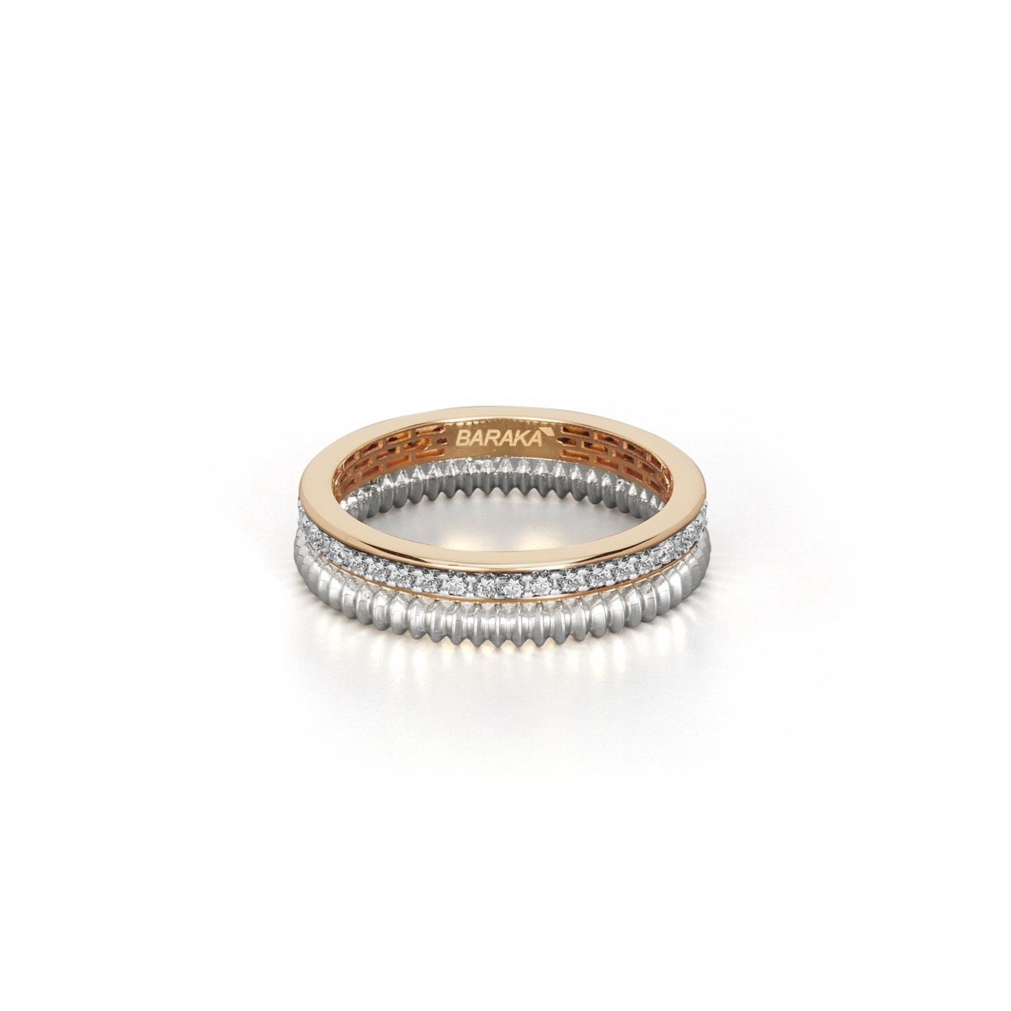 Baraka Diamonds Ring AN334301BRDB, a men's ring in rose and white gold set with diamonds
