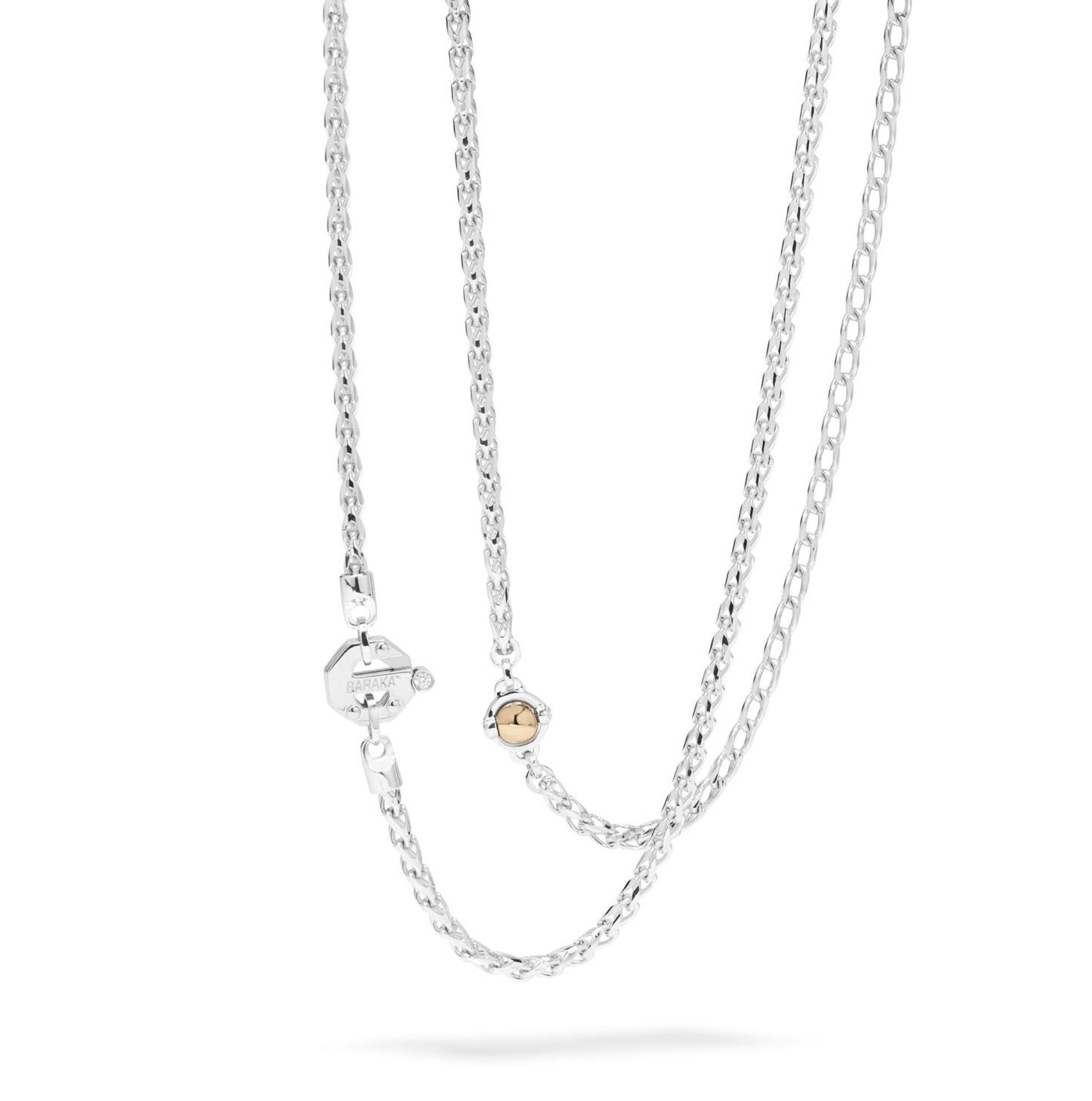 Baraka Artica Chain GC314181BRLU-02, a men's chain in rose and white gold and stainless steel set with diamonds