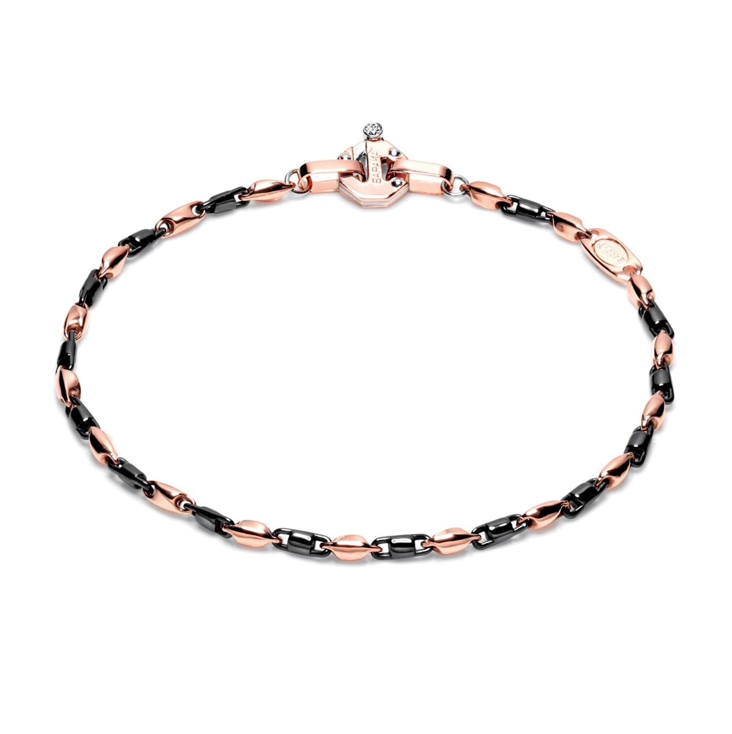 Baraka Cyborg Ceramic Bracelet BR245101ROCN-02, a men's bracelet in rose and white gold and black ceramic set with diamonds