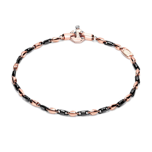 Baraka Cyborg Ceramic Bracelet BR245101ROCN-02, a men's bracelet in rose and white gold and black ceramic set with diamonds