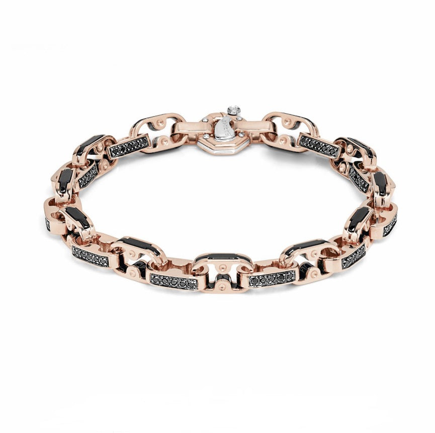 Baraka Cyborg Ceramic Bracelet BR252071RODN-82, a men's bracelet in rose gold and black ceramic set with diamonds
