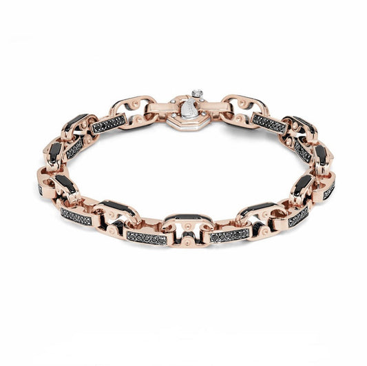 Baraka Cyborg Ceramic Bracelet BR252071RODN-82, a men's bracelet in rose gold and black ceramic set with diamonds