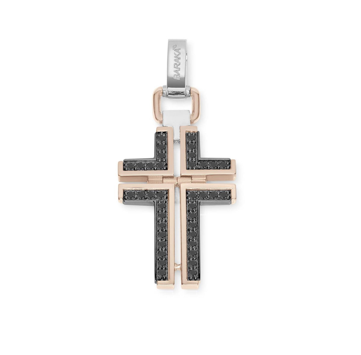 Baraka Diamonds Cross CR314151BRDN-29, a men's cross in rose and white gold set with diamonds