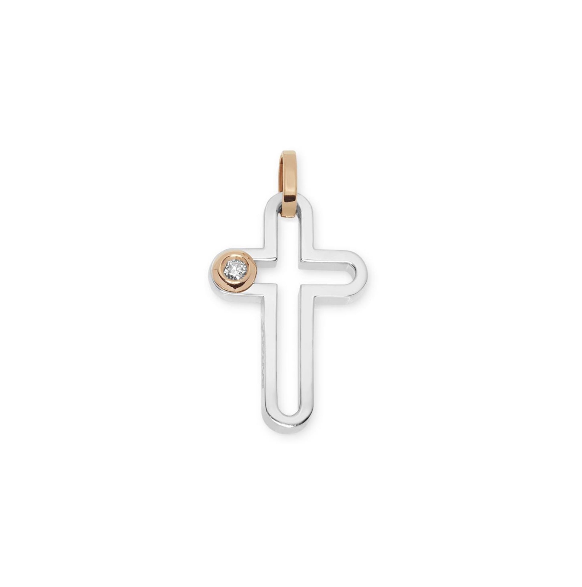 Baraka Nexus Cross CR314041BRDB-03, a men's cross in rose and white gold set with diamonds