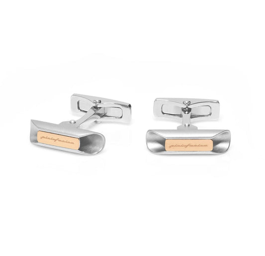 Baraka Cufflinks PS293281ROAG, a men's pair of cufflinks in rose gold and silver
