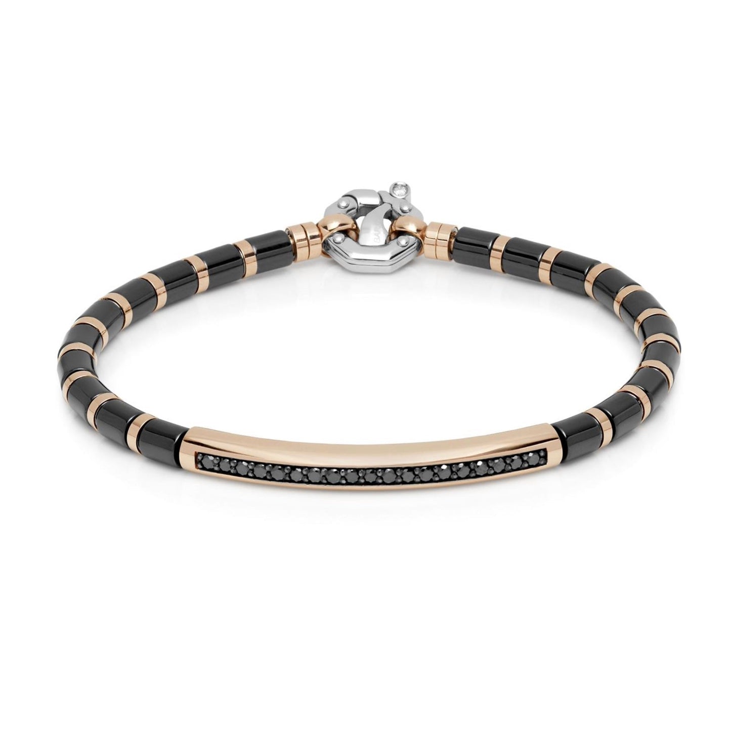 Baraka Snake Bracelet BR321031RODN-40, a men's bracelet in rose gold and black ceramic set with diamonds