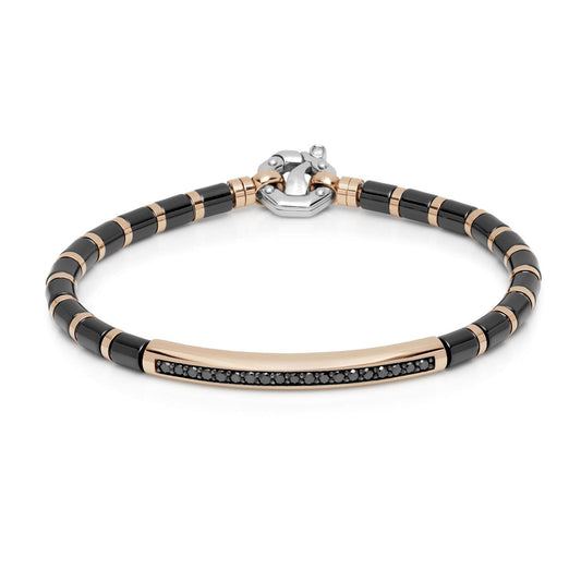 Baraka Snake Bracelet BR321031RODN-40, a men's bracelet in rose gold and black ceramic set with diamonds