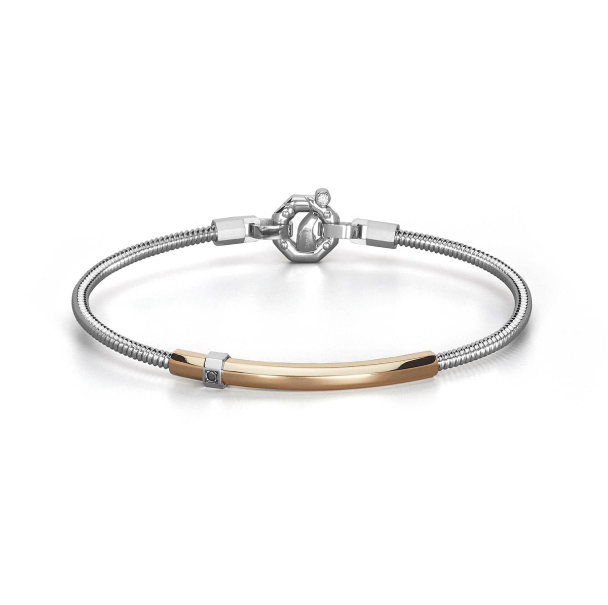 Baraka 316L Bracelet BR334011RODN-04, a men's bracelet in rose gold and stainless steel set with diamonds