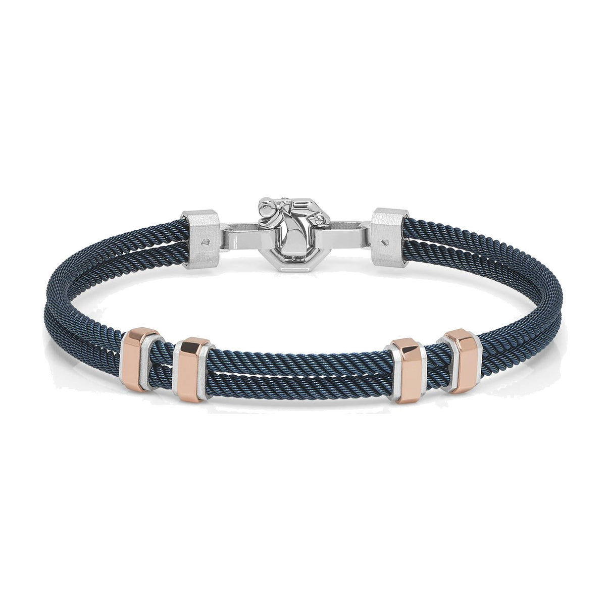 Baraka 316L Bracelet BR282011ROLU-02, a men's bracelet in rose gold and silver set with diamonds