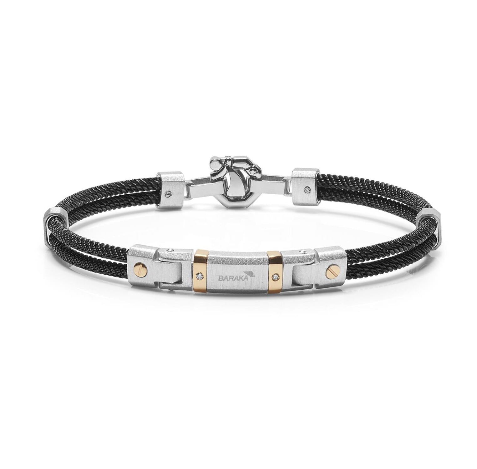 Baraka 316L Bracelet BR283071RODB-05, a men's bracelet in rose gold and silver set with diamonds