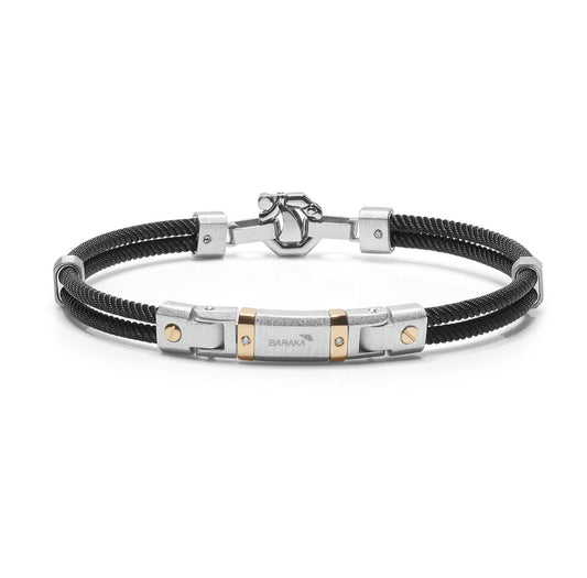 Baraka 316L Bracelet BR283071RODB-05, a men's bracelet in rose gold and silver set with diamonds