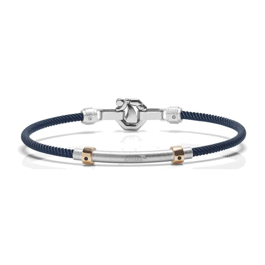 Baraka 316L Bracelet BR283081RODN-04, a men's bracelet in rose gold and silver set with black diamonds