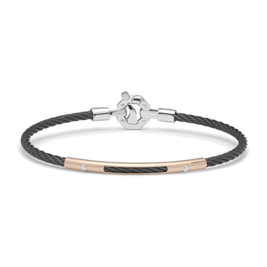 Baraka 316L Bracelet BR312211ROAC-02, a men's bracelet in rose gold and stainless steel set with diamonds