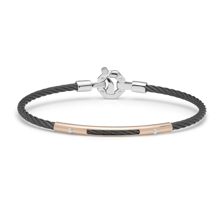 Baraka 316L Bracelet BR312211ROAC-02, a men's bracelet in rose gold and stainless steel set with diamonds
