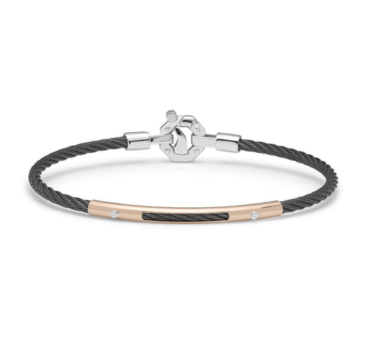 Baraka 316L Bracelet BR312211ROAC-02, a men's bracelet in rose gold and stainless steel set with diamonds
