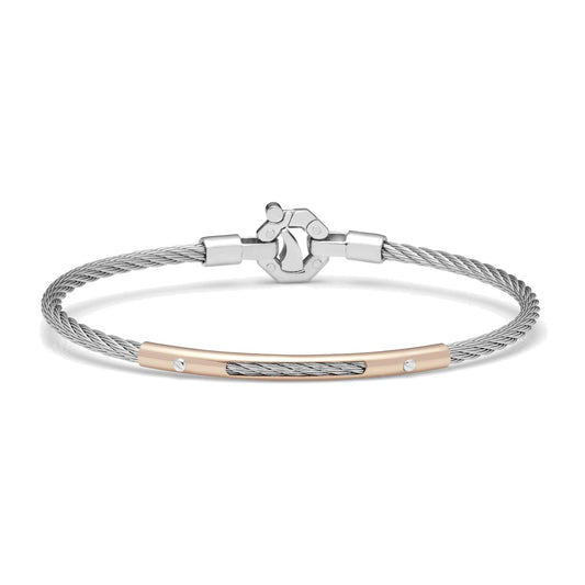 Baraka 316L Bracelet BR312221ROAC-02, a men's bracelet in rose gold and stainless steel set with diamonds