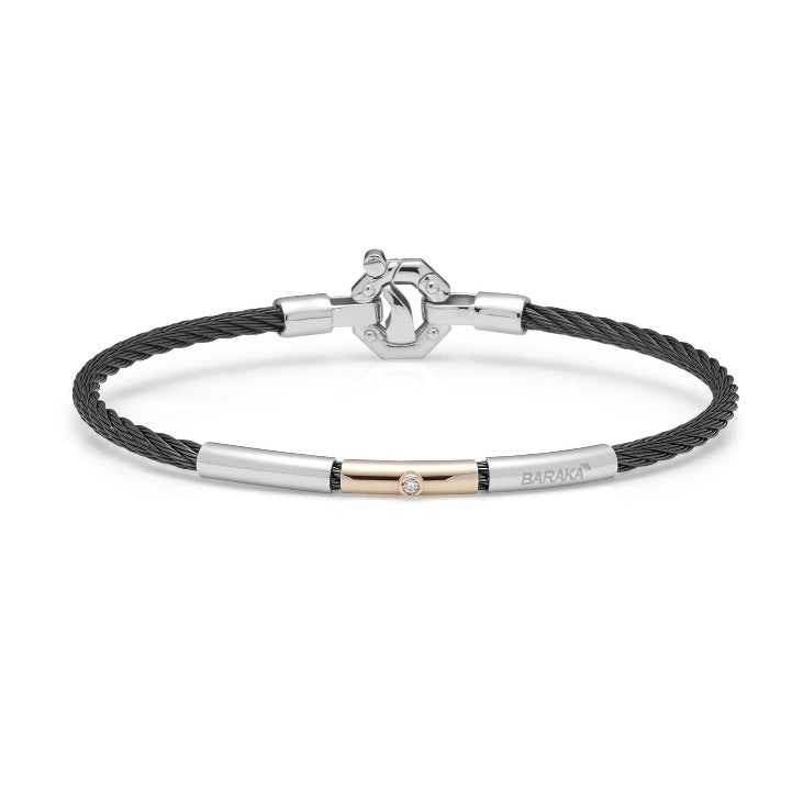 Baraka 316L Bracelet BR312311RODB-04, a men's bracelet in rose gold and stainless steel set with diamonds