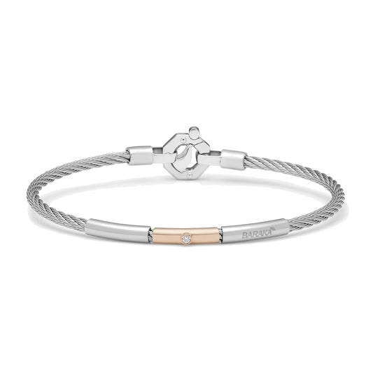 Baraka 316L Bracelet BR312321RODB-04, a men's bracelet in rose gold and stainless steel set with diamonds