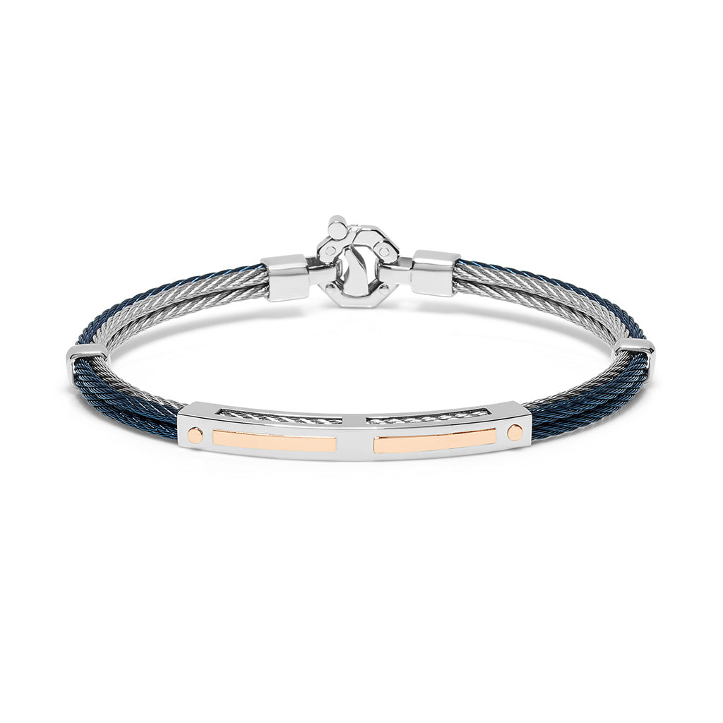 Baraka 316L Bracelet BR312401ROAC-02, a men's bracelet in rose gold and stainless steel set with diamonds