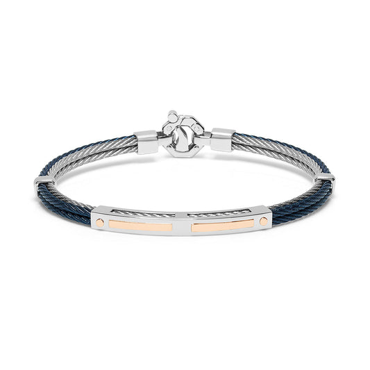 Baraka 316L Bracelet BR312401ROAC-02, a men's bracelet in rose gold and stainless steel set with diamonds