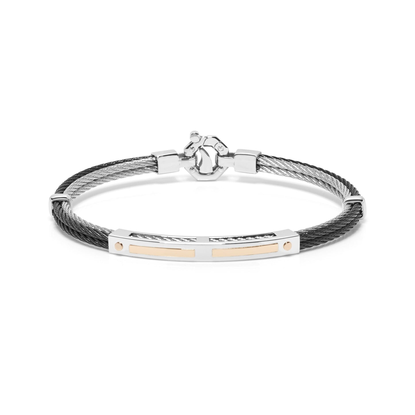 Baraka 316L Bracelet BR312411ROAC-02, a men's bracelet in rose gold and stainless steel set with diamonds